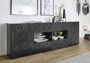 Mobile Buffet 2 Ante 4 Cassetti 240x42x84 cm in Legno TFT Praga Nero Lucido