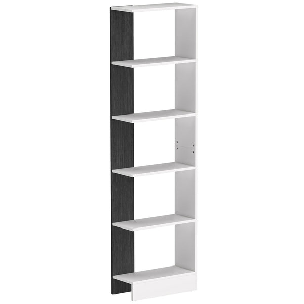 sconto Libreria Moderna Salvaspazio 45x21x170 cm a 5 Ripiani in Legno Bianco e Nero
