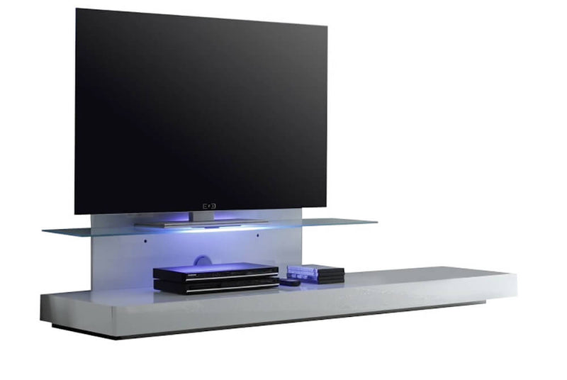 Mobile TV Mensola in Vetro 51x200x51cm TFT  Cube Bianco Lucido