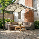 Pergola Gazebo 3x3 m con Tetto ad Arco in Metallo e Poliestere Bianco Crema      