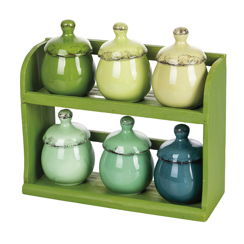 Set 6 Barattolini con Stand Ø7,5x11 cm 90 ml in Ceramica VdE Tivoli 1996 Shades 