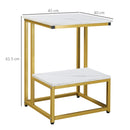 Tavolino Basso 45x40x61,5 cm in Metallo e Truciolare Bianco e Oro
