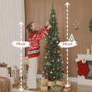 Albero di Natale Artificiale Slim 55x55x210 cm con 401 Rami a Forma di Abete e Base in Plastica Verde      