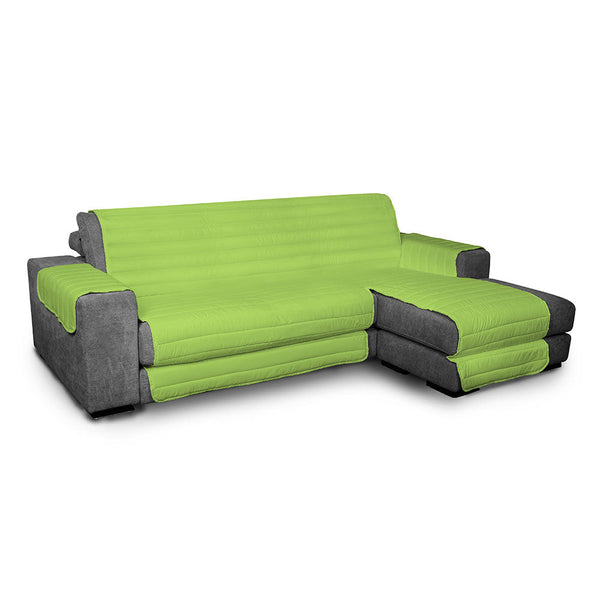 Housse de canapé matelassée en microfibre avec péninsule droite vert pomme sconto