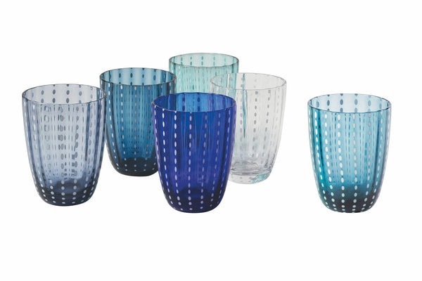 prezzo Lot de 6 verres à eau en verre à pois et surface ondulée 300 ml Villa d'Este Home Tivoli Kalahari
