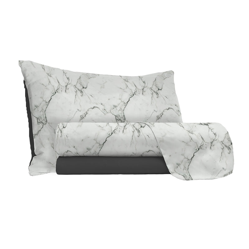 Set Lenzuola Sopra Sotto e Federe in Microfibra Marble Varie Misure