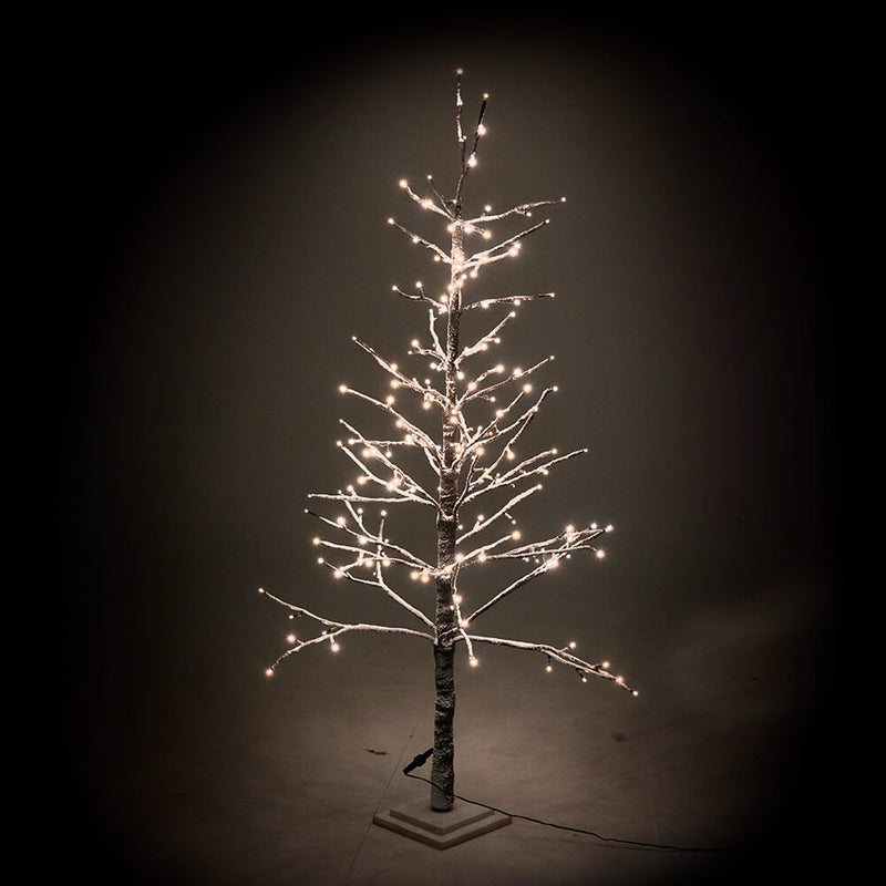 Albero di Natale Luminoso con 186 Led Luce Calda 20x20xH150cm Marrone Innevato