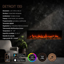 Camino Elettrico da Incasso a Parete Frontale 127x18x46 cm Detroit LED RGB e APP  