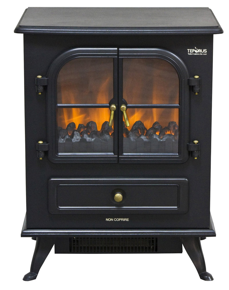 Camino Elettrico da Pavimento Effetto Fiamma 1800W Bauer Nero