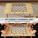 Scacchiera Pieghevole per Scacchi e Dama con Scomparti 38,5x38,5x2,8 cm in Legno e Metallo Bianco e Nero      