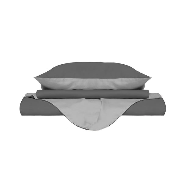 Housse de couette avec sac et taies d'oreiller réversible gris clair/fumée prezzo