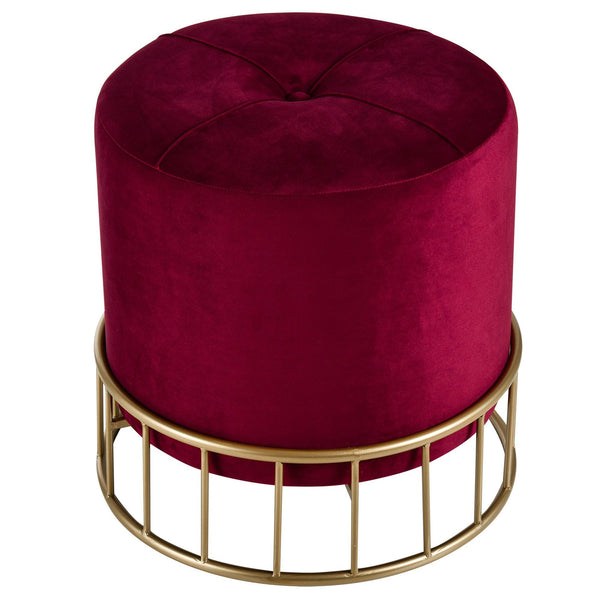 online Pouf rond rembourré en velours Ø43 cm Rouge