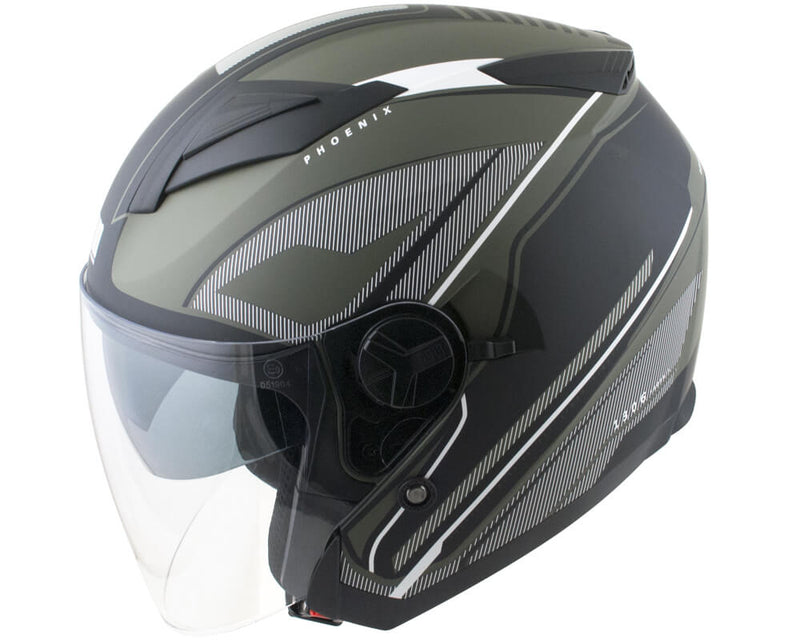 Casco Jet per Scooter Visiera Lunga CGM Phoenix 130G Verde Opaco