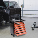 Carrello Porta Utensili Attrezzi con Cassettiera Nero e Arancione 61.5x33x76 cm 