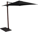Ombrellone da Giardino Decentrato 2,5x2,5m Palo in Alluminio Effetto Legno Tessuto Olefin Trend Wood Nero