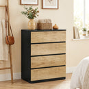 Cassettiera 4 Cassetti 60x40x80 cm con Guide in Metallo e Maniglie Scanalate in Legno Nero e Rovere      