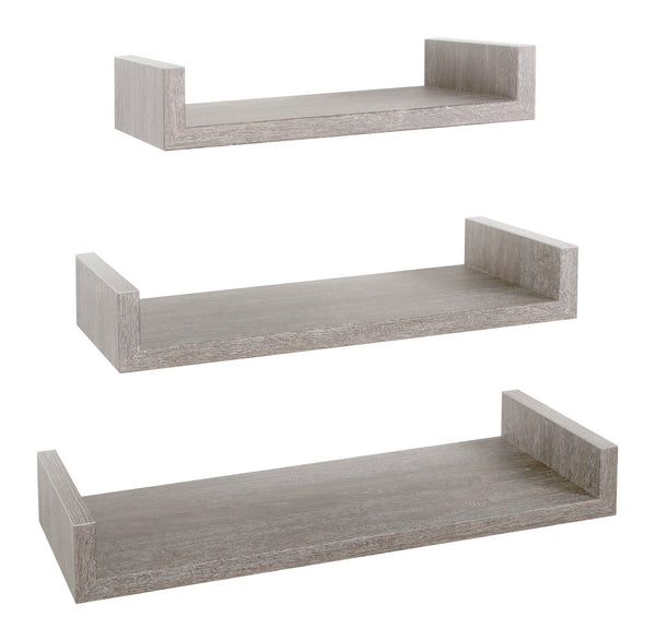 Set 3 Mensole da Parete 60-50-40x23,7x8 cm in Fibra di Legno Calamita Maxi Rovere Grigio New sconto