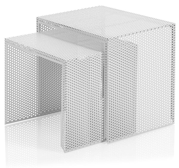 online Set de 2 Tables Basses 41x30x37 cm en Métal Blanc