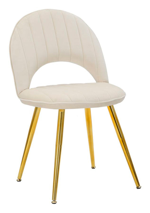 Lot de 2 Chaises Rembourrées 52x48x78 cm en Tissu Velours Flex Crème et Or sconto