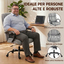 Sedia Ufficio Ergonomica 71x80x110-118A cm Portata 220kg Girevole in Tessuto Effetto Lino Grigio Chiaro      