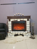 Camino Elettrico da Pavimento 113,6x132,8x35,6 cm Effetto Fiamma 1950W Nazarii & Mirabella Noce