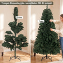 Albero di Natale Artificiale 98x98x180 cm con 888 Rami Ignifughi e Base Pieghevole in Metallo Verde      