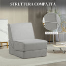 Poltrona Moderna da Pavimento Convertibile in Chaise Longue in Tessuto Grigio Chiaro      