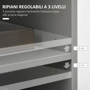 Credenza 6 Ripiani 2 Ante 76x40x179 cm in Truciolato Grigio e Rovere