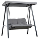 Dondolo da Giardino 2 Posti 144x117x173 cm con Tettuccio Regolabile e Cuscini in Acciaio e Poliestere Grigio 