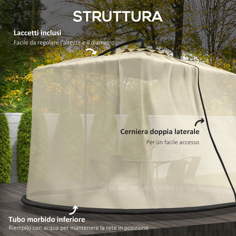 Zanzariera per Ombrellone 3x2,3 m Regolabile a Rete Fitta con Apertura a Cerniera Beige   