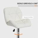 Sgabello da Bar Girevole 47x49x90-111 cm in Similpelle Bianco