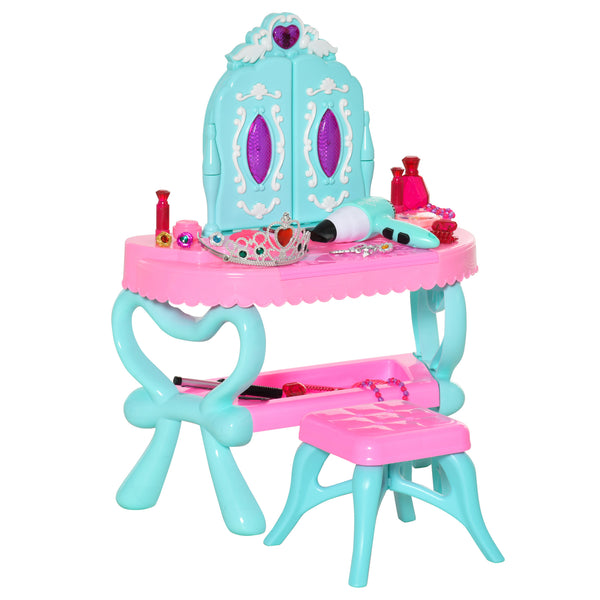 prezzo Miroir jouet pour enfant 49,5x23x66 cm Table de maquillage bleu et rose