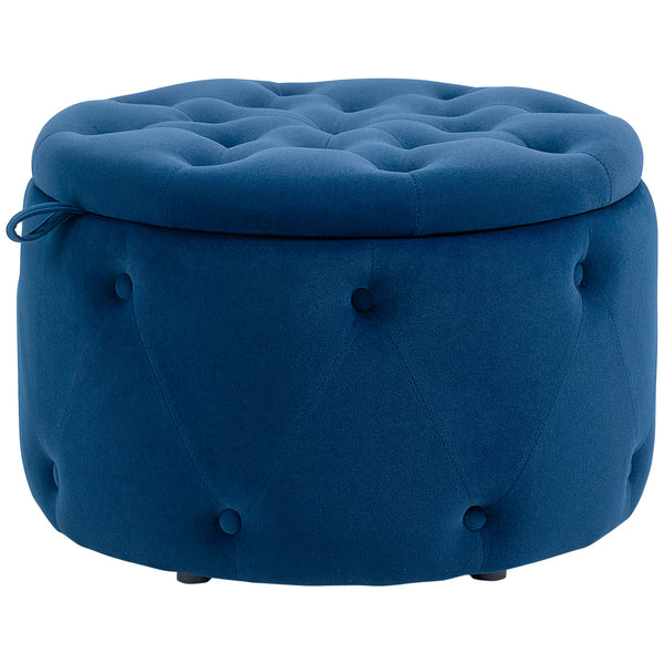 Pouf Poggiapiedi Ø60x40 cm in Velluto Blu Scuro acquista