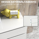 Cassettiera 4 Cassetti 55x33x80 cm Design Moderno in Legno Bianco 