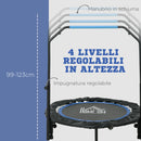 Mini Trampolino Fitness Ø102 cm Regolabile in Altezza Pieghevole con Manubrio Blu   