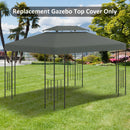 Copertura per Gazebo  a 2 Livelli  con Cinghie e 10 Fori di Drenaggio 4x3m in Poliestere Grigio Scuro