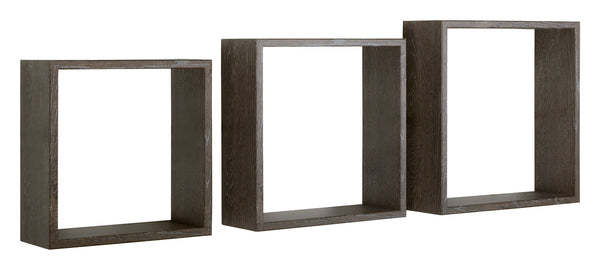 sconto Set 3 Mensole da Parete Cubo in Fibra di Legno Incubo Slim Rovere Scuro