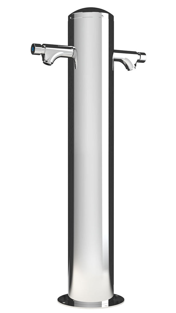 sconto Fontana Lavapiedi da Giardino Doppio Rubinetto Temporizzato LAV-2P Finitura a Specchio