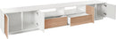 Mobile TV 4 Ante 2 Cassetti 260x41,4x46 cm Bloom Bianco Lucido e Noce