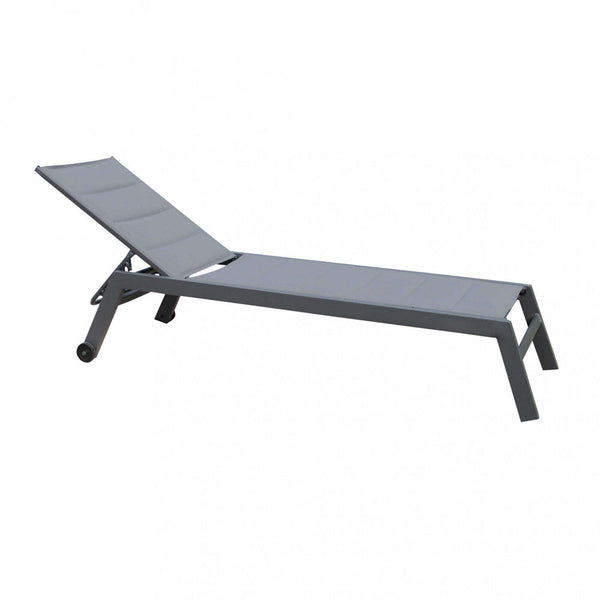 Chaise longue de jardin empilable Formentera 198x61x34/95 h cm en aluminium anthracite sconto