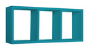 Mensola Rettangolare 3 Scomparti da Parete 70x30x15.5 cm in Fibra di Legno Tristano Blu Atollo