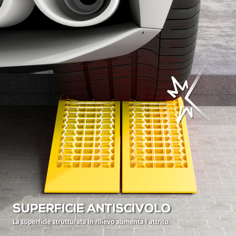 Set 2 Rampe di Carico Auto in Plastica 3 Tonnellate Antiscivolo Giallo      