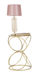 Tavolinetto Circly Ø42x61 cm in Ferro e Specchio Oro e Argento