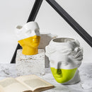 Vaso a Forma di Viso 17,5x14,5x19 cm  in Dolomite VdE Tivoli 1996 Vis a Vis