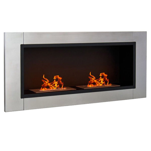 Cheminée Bioéthanol Murale Argent Manhattan 110x19,8x50 cm sconto