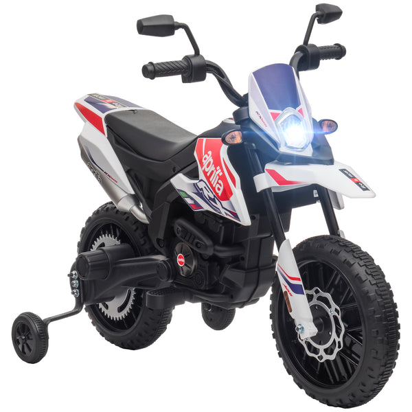 sconto Moto Elettrica per Bambini da 37-96 Mesi Licenza Aprilia RX-125 con 12V Doppi Motori e Rotelle Rimovibili Bianco