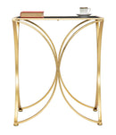 Tavolinetto Infinity 57x46x68 cm in Ferro e Specchio e MDF Oro e Nero