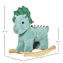 Cavallo a Dondolo per Bambini 3-6 Anni 64x30x54 cm a Forma di Triceratopo con Suoni Realistici in Peluche Verde Scuro      