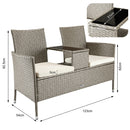 Panca da Giardino con Tavolino Integrato 123x54x 82,5 cm in Polyrattan e Vetro Crema  