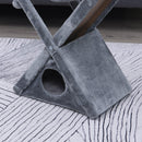 Tiragraffi per Gatti Pieghevole 54,5x32x65 cm con Casetta in Peluche  Grigio